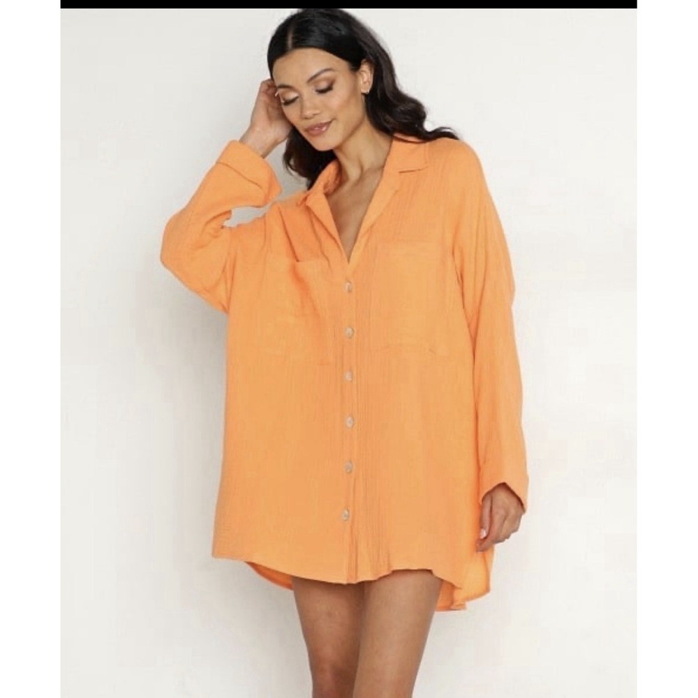 Show Me Your Mumu Women's Oversized‎ Shirt Size Medium Gauze Relaxed Fit Casual